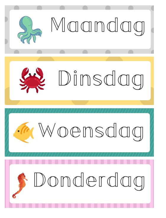 Dagritmekaarten thema zee