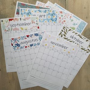 Schooljaar kalender 2022/2023 langwerpig versie bloemen